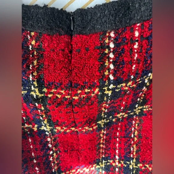 Red Zara Skirt mini tweed plaid - Picture 6 of 10